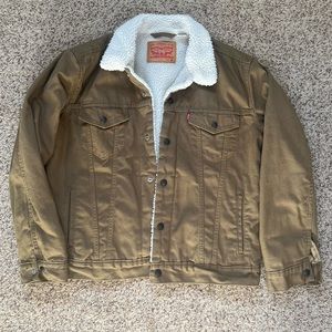 Levi’s Denim ‘Canvas Brown’ Sherpa Trucker Jacket - Size Medium